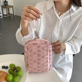 Relief Pattern Make Up Bag with Pearl Pendant