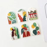 Mountain Landscape Woman Acrylic Pendant DIY Earrings