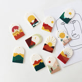 Mountain Landscape Woman Acrylic Pendant DIY Earrings