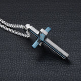Rotatable Cross Necklace Men Stainless Steel Crucifix Pendant Collier