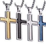 Rotatable Cross Necklace Men Stainless Steel Crucifix Pendant Collier