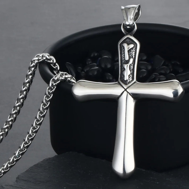 Religion Cross Pendant Necklace Stainless Steel Crucifix Necklace