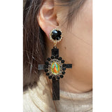 Resin Jesus Cross Earrings Charm Crystal Ear Pendants Boucles Brincos