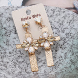 Resin Jesus Cross Earrings Charm Crystal Ear Pendants Boucles Brincos