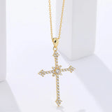 Sterling Silver 925 Cross Necklace with Zirconia Pendant