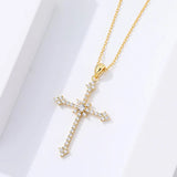 Sterling Silver 925 Cross Necklace with Zirconia Pendant