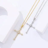 Sterling Silver 925 Cross Necklace with Zirconia Pendant