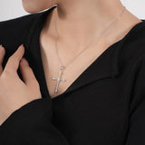 Sterling Silver 925 Cross Necklace with Zirconia Pendant