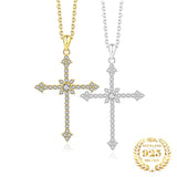 Sterling Silver 925 Cross Necklace with Zirconia Pendant