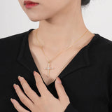 Sterling Silver 925 Cross Necklace with Zirconia Pendant