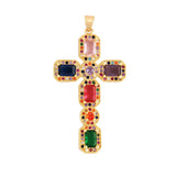 18K Plated Rainbow CZ Pearl Cross Pendant