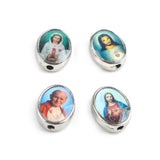 Religious Alloy Bead Picture Saint Holy Figures Oval Shape Catholic Beads