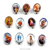 Religious Alloy Bead Picture Saint Holy Figures Oval Shape Catholic Beads
