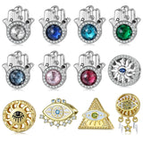 925 Silver Hand of Fatima Evil Eye Beads for DIY Bracelets