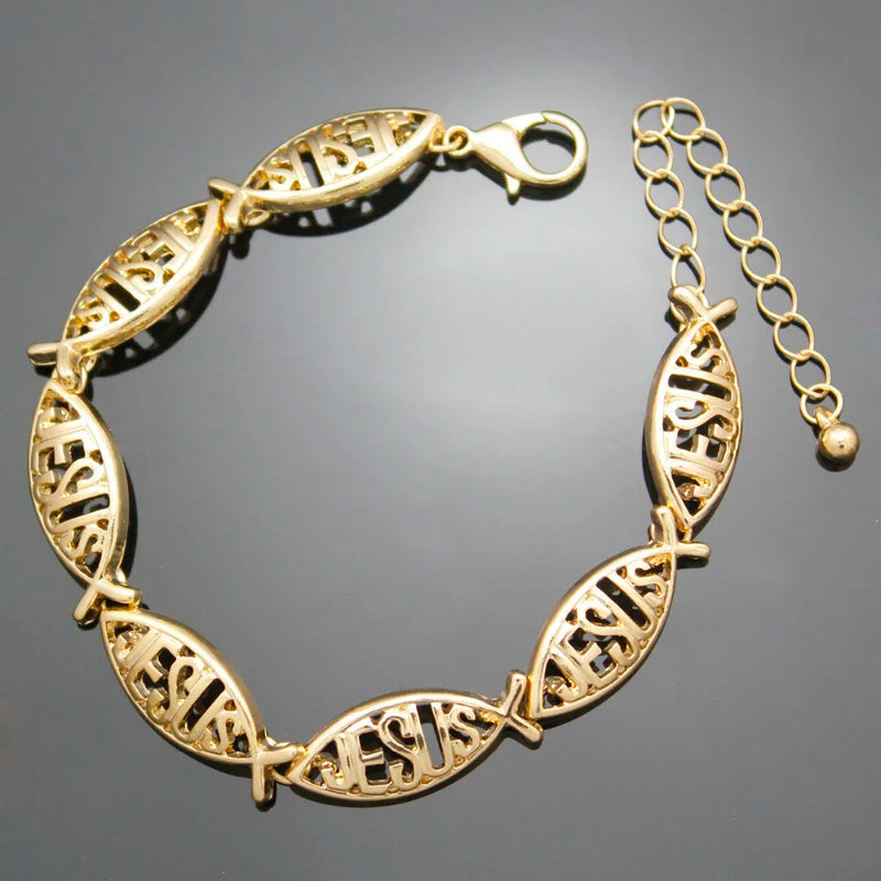 Catholic Church Jesus Fish Charm Bracelet Women Men Jewelry