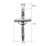 Religious Cross Necklace Pendant 316L Stainless Steel Retro Style 2.8x5.5cm