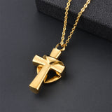 Religious Cross Urn Necklace Ashes Stainless Steel Cremation Keepsake