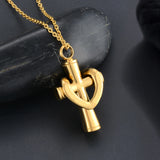 Religious Cross Urn Necklace Ashes Stainless Steel Cremation Keepsake
