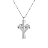 Religious Cross Urn Necklace Ashes Stainless Steel Cremation Keepsake