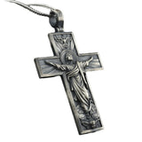Religious Jesus Cross Catholic Tin Pendant Necklace