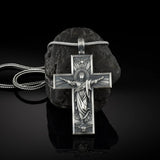 Religious Jesus Cross Catholic Tin Pendant Necklace