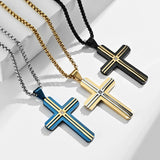 Religious Stainless Steel Zircon Cross Pendant Necklace