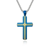 Religious Stainless Steel Zircon Cross Pendant Necklace