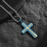 Religious Stainless Steel Zircon Cross Pendant Necklace