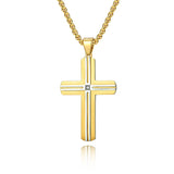 Religious Stainless Steel Zircon Cross Pendant Necklace