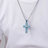 Religious Stainless Steel Zircon Cross Pendant Necklace