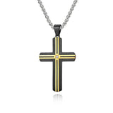 Religious Stainless Steel Zircon Cross Pendant Necklace