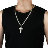 Men Stainless Steel Cross Pendant Necklace Heavy Chain