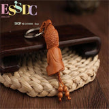 Sakyamuni Peach Wood Carving Buddha Key Chain Pendant