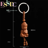 Sakyamuni Peach Wood Carving Buddha Key Chain Pendant