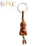 Sakyamuni Peach Wood Carving Buddha Key Chain Pendant
