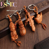 Sakyamuni Peach Wood Carving Buddha Key Chain Pendant