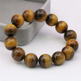 Tiger Eye Stone Bracelet Bangle 14mm Round Beads Healing Jewelry 7.5inch