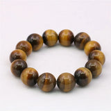 Tiger Eye Stone Bracelet Bangle 14mm Round Beads Healing Jewelry 7.5inch