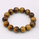 Tiger Eye Stone Bracelet Bangle 14mm Round Beads Healing Jewelry 7.5inch