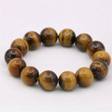 Tiger Eye Stone Bracelet Bangle 14mm Round Beads Healing Jewelry 7.5inch