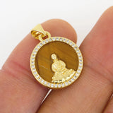 Religious Tiger Eye Shell Pendant for Necklace Making