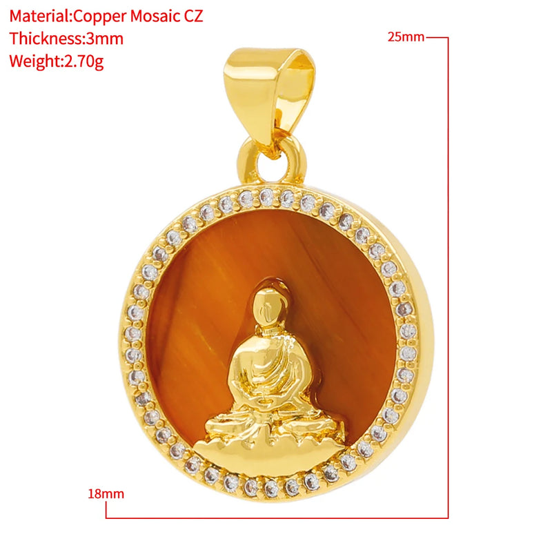 Religious Tiger Eye Shell Pendant for Necklace Making