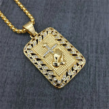 Religious Square Praying Hands Cross Pendant Necklace