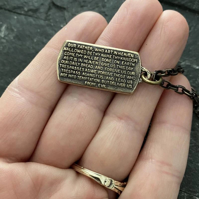 Bronze Cross Necklace Men Christ Pendant Christmas Gift