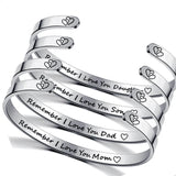Family Love Cuff Bracelet - Gift for Mom Dad Son Daughter