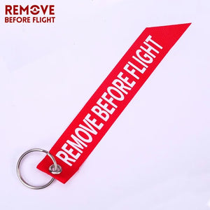 Remove Before Flight Keychain Red Print Key Ring Aviation Key Fob