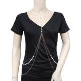 Pearl Beads Metal Chain Body Chain Bra Necklace Harness Jewelry