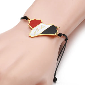 Iraq Map Flag Bracelet Charms Rope Chain Jewelry