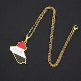 Iraq Map Flag Pendant Necklace Stainless Steel Women Men Charm Jewelry