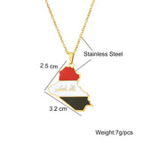 Iraq Map Flag Pendant Necklace Stainless Steel Women Men Charm Jewelry